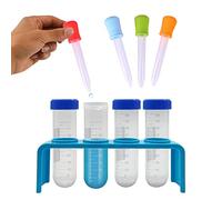 Pack of 9PCS Kids Test Tubes 50ml Plastic Test Tubes for Children Scientist Test Tubes with Stand and Tip Dropper for Kid Educational Science Toy