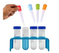 Pack of 9PCS Kids Test Tubes 50ml Plastic Test Tubes for Children Scientist with Stand and Tip Dropper for Kid Educational Science ToyKids