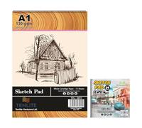 Pack of A1 with 12" 12" Artist’s Sketch Pad Spiral Bound, Hardback Drawing Pads White Drawing Artist 130GSM Paper Sketch Book for Toddlers, Professionals, Drawing and Sketching (A1 + 12" x 12")