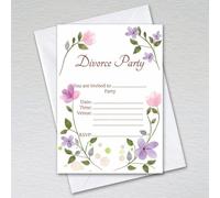 Pack of Divorce Party Invitations with Envelopes: Watercolour Floral Divorce Party Invites (Pack of 20 with Envelopes)