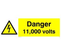 Pack of five - Danger 11,000 Volts Sign - 300x100mm - L31