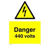 Pack of five - Danger 440 Volts Sign - 150x200mm - A5P