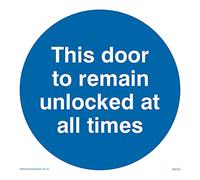 Pack of five - Door To Remain Unlocked All Times Sign - 100x100mm - S10