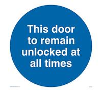 Pack of five - Door To Remain Unlocked All Times Sign - 150x150mm - S15