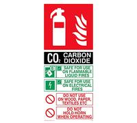 Pack of five - extinguisher contains co2 instructions Sign - 100x200mm - P12