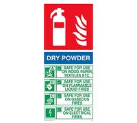 Pack of five - Extinguisher contains dry powder instructions Sign - 100x200mm - P12
