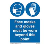 Pack of five - Face masks and gloves must be worn beyond this point Sign - 75x100mm - A7P