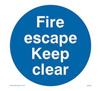 Pack of five - Fire escape keep clear Sign - 100x100mm - S10