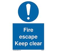 Pack of five - fire escape keep clear Sign - 100x150mm - A6P