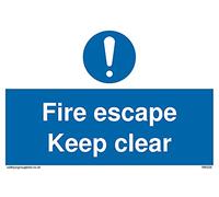 Pack of five - fire escape keep clear Sign - 150x100mm - A6L