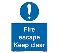 Pack of five - fire escape keep clear Sign - 75x100mm - A7P