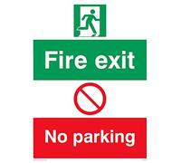 Pack of five - Fire Exit No Parking Sign - 150x200mm - A5P