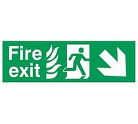 Pack of five - Fire ExitArrow Down Right Sign - 300x100mm - L31