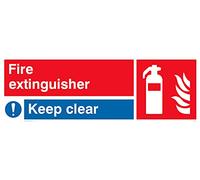 Pack of five - Fire Extinguisher Keep Clear Sign - 300x100mm - L31