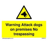 Pack of five - guard dog in warning triangle Sign - 100x75mm - A7L
