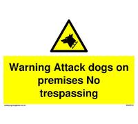 Pack of five - guard dog in warning triangle Sign - 150x100mm - A6L