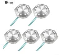Pack of Five High Performance Waterproof Buttons Designed to Operate Effectively in Various Conditions on a Voltage Range of Twelve to Twenty Four Volts (19mm)