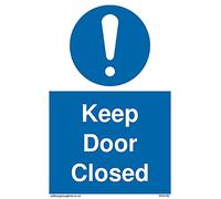 Pack of five - Keep Door Closed with mandatory exclamation symbol Sign - 100x150mm - A6P