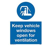 Pack of five - Keep vehicle windows open for ventilation with mandatory symbol Sign - 150x200mm - A5P