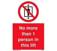 Pack of five - No more than 1 person in this lift Sign - 100x150mm - A6P