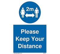 Pack of five - Please Keep Your Distance withsocial distancing symbol Sign - 100x150mm - A6P