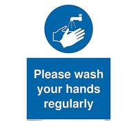 Pack of five - Please wash your hands regularly with mandatory wash hands symbol Sign - 150x200mm - A5P