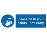 Pack of five - Please wash your hands upon entry Sign - 150x50mm - L15