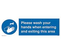 Pack of five - Please wash your hands when entering and exiting this area with hand washing symbol Sign - 300x10.