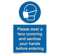 Pack of five - Please wear a face covering and sanitise your hands before entering Sign - 100x150mm - A6P