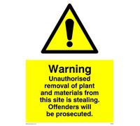 Pack of five - Removal Of Plant And Materials Sign - 150x200mm - A5P