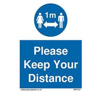 Pack of five - Social Distance 1m symbol with Please keep your distance Sign - 75x100mm - A7P