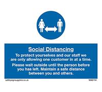 Pack of five - Social distancing to protect you and our staff Sign - 100x75mm - A7L