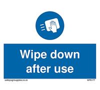 Pack of five - Wipe down after use Sign - 100x75mm - A7L