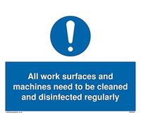 Pack of five - Work surfaces and machine need to be disinfected regularly Sign - 200x150mm - A5L