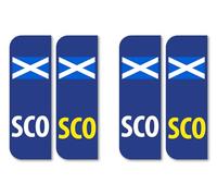 Pack of Four Scotland Flag Car Registration Number Plate vinyl stickers Measuring 104mm by 35mm Each SCO Scottish Flag