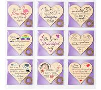 Pack of Handcrafted Wooden Hanging Hearts with Encouraging Messages - Make Your Own Set of Inspirational Wall Signs for Self-Care, Home Decor, or Thoughtful Gifts