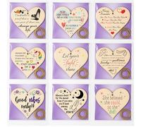 Pack of Handcrafted Wooden Hanging Hearts with Encouraging Messages - Make Your Own Set of Inspirational Wall Signs for Self-Care, Home Decor, or Thoughtful Gifts