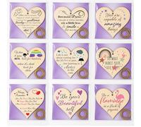 Pack of Handcrafted Wooden Hanging Hearts with Encouraging Messages - Make Your Own Set of Inspirational Wall Signs for Self-Care, Home Decor, or Thoughtful Gifts