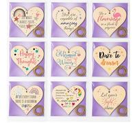 Pack of Handcrafted Wooden Hanging Hearts with Encouraging Messages - Make Your Own Set of Inspirational Wall Signs for Self-Care, Home Decor, or Thoughtful Gifts