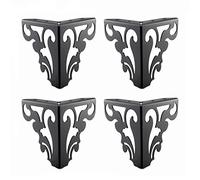 Pack Of Modern Sofa Legs 12Cm High Hollowed Iron Pattern Triangular Diy Furniture Replacement Feet For Table Cabinet Tv Stand.Black-15cm Height