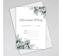 Pack of Retirement Party Invitations with Envelopes: Dusty Blue Rose Retirement Party Invites (Pack of 20 with Envelopes)