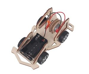 Pack of Science Physics Experiment Assembly Wooden Electric Race Car Model for Children Educational Hands on Learning Electric Race Car