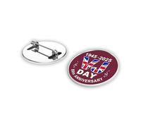 Pack of Six 80th Celebration of VJ Day Badge, Celebrate the 80th Anniversary of VJ Day, Collectable VJ Day Badge, British History Badge