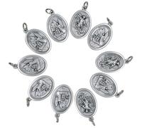 Pack of Ten 1" Saint Michael and Guardian Angel Medals | Silver-Tone Metal Pendants | Great Catholic Gift for First Holy Communion and Confirmation | Add to DIY Chaplet or Religious Jewelry