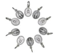 Pack of Ten Tiny Miraculous Medals | Silver-Tone Metal Pendants | Great Catholic Gift for First Holy Communion and Confirmation | Add to DIY Chaplet or Religious Jewelry, Metal, No Gemstone
