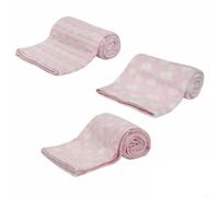 Pack Of THREE Super Soft Bubble Fleece Baby Blanket - Lightweight & Snuggly - Perfect for Prams, Cribs & Everyday Use (Pink)
