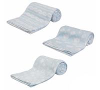 Pack Of THREE Super Soft Bubble Fleece Baby Blanket - Lightweight & Snuggly - Perfect for Prams, Cribs & Everyday Use (Blue)