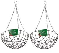 16-Inch Wire Hanging Basket with Green Powder Coat & Chain - Indoor/Outdoor Plant Basket for Flowers, Herbs