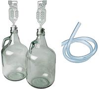 Pack of Two 5L Demijohn with Syphon Tube, Bung and Airlock for Wine Making/Cider/Storage