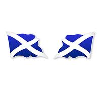 Pack of Two Large Scottish Scotland Wavy Flag Vinyl CAR Van IPAD Laptop Helmet Sticker 200mm by 130mm